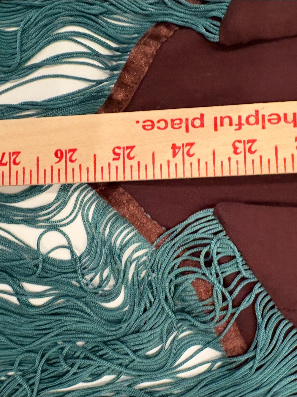 Boston Proper Brown Kimono Cape with Teal Fringe -Large-western-boho-prarie - Picture 6 of 11